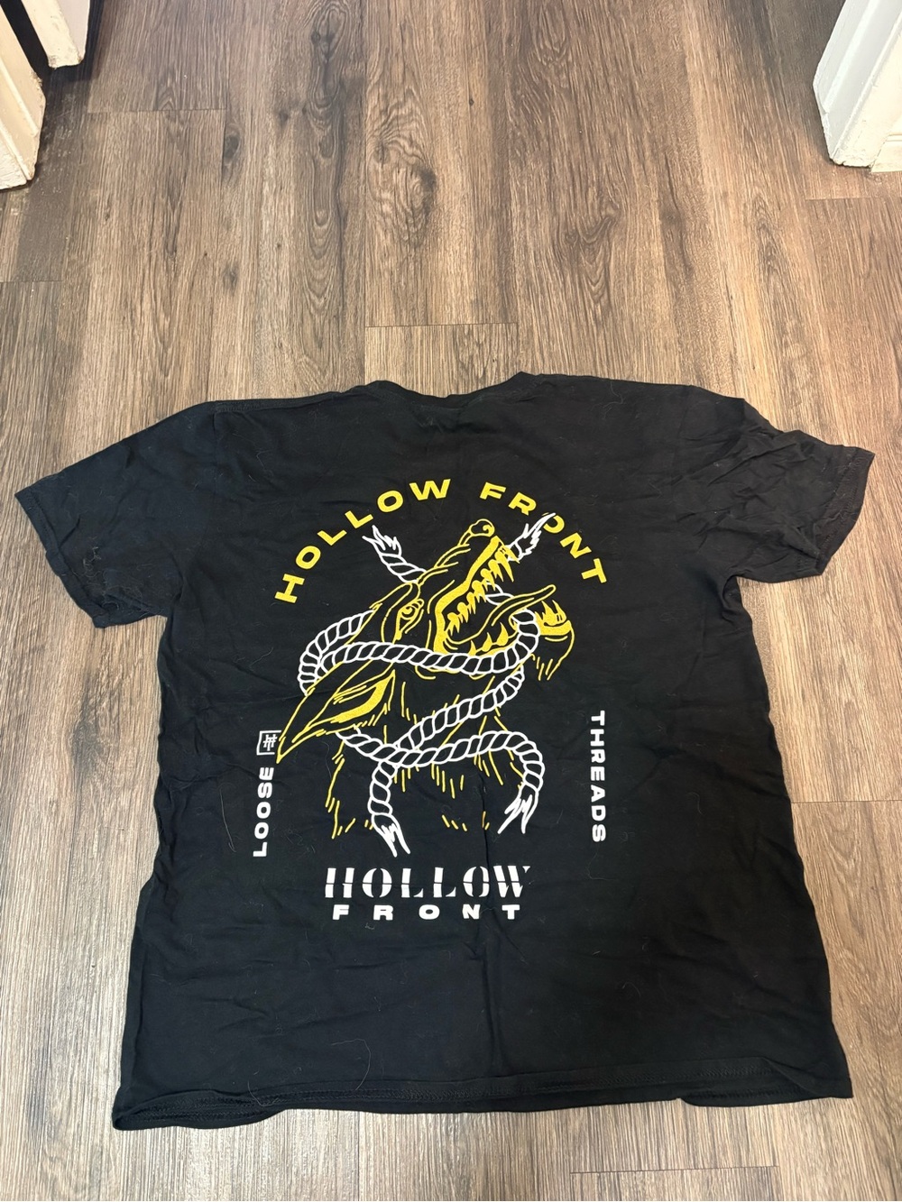 Metal Band Tee- HOLLOW FRONT T-Shirt with Yellow & White Hollow Front Graphic